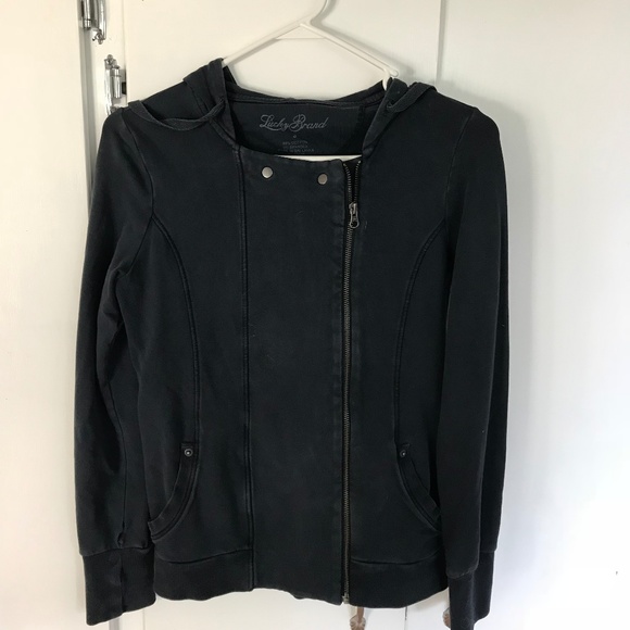 Lucky Brand asymmetrical zip Moto hoodie S/P - Picture 1 of 7